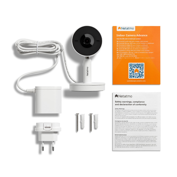 Pakket Binnencamera Advance + POE-adapter - Wit